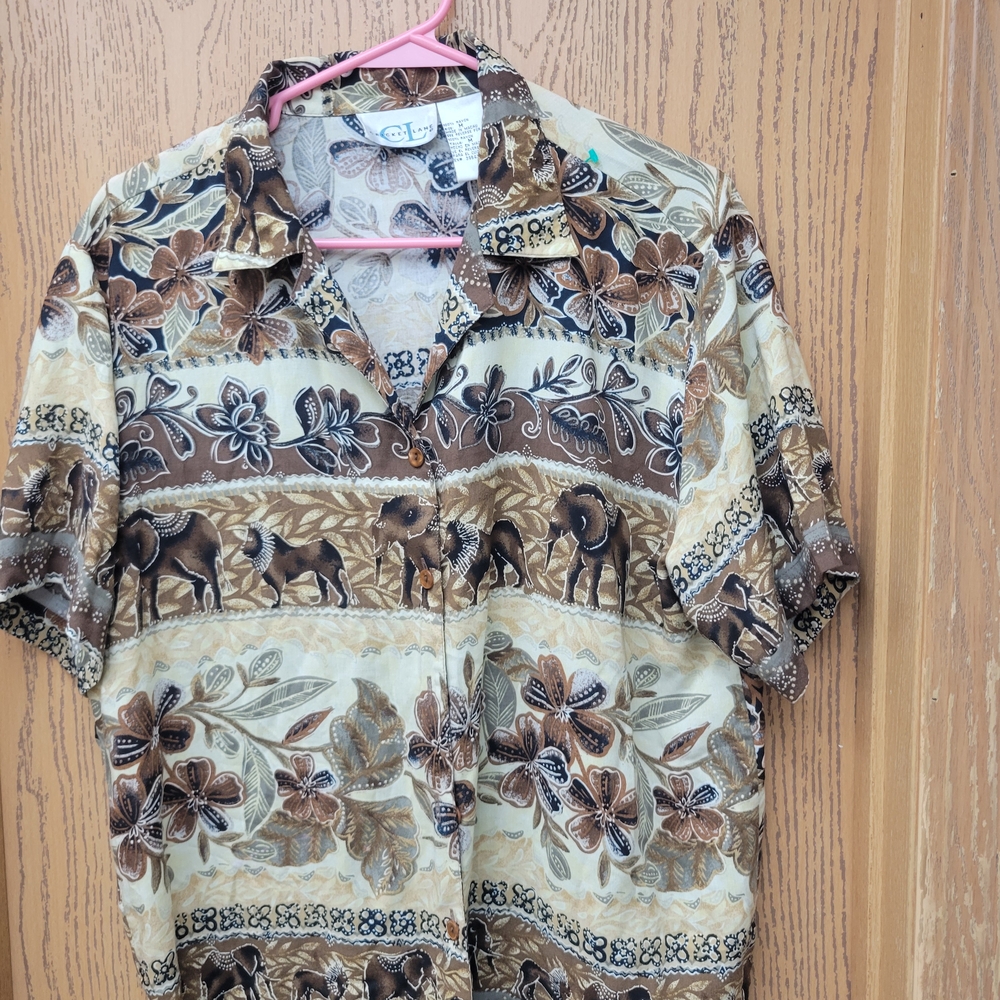 Men's Beige and Brown Patterned Shirt